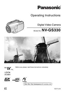 Panasonic NV GS 330 manual. Camera Instructions.